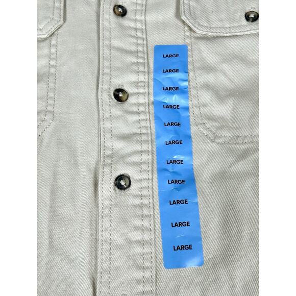 New Lucky Brand Shacket Shirt Jacket Large Oatmeal Button Up Long Sleeve NWT - Picture 4 of 15